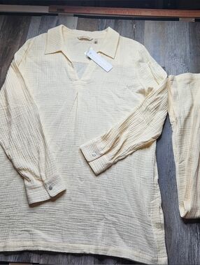 Soft Surroundings NEW Biscayne Gauze Tunic And Pants two Piece Set XL Cream
